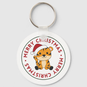 Porte-clés Tiger Noël Neige hiver Animaux Tiger Porte - clé
