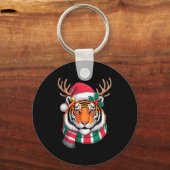 Porte-clés Tiger Reindeer Christmas Santa Hat Tiger Xmas  (Recto)