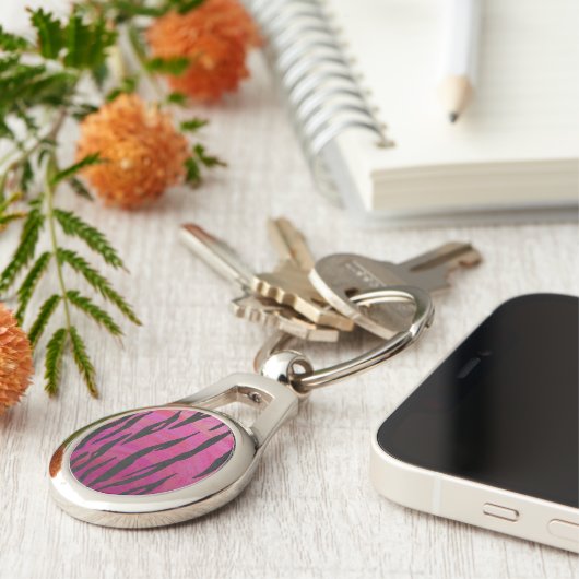 Porte-clés Tiger rose chaud et noir (Côté )