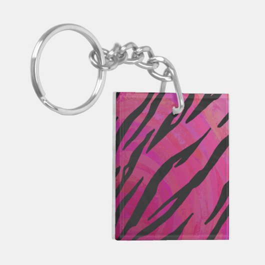 Porte-clés Tiger rose chaud et noir (Devant gauche)