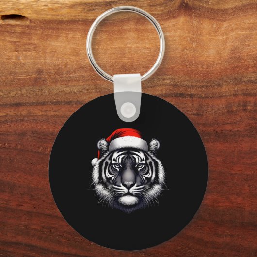 Porte-clés Tiger With Santa Hat Christmas Xmas Lover Zoo Keep (Recto)
