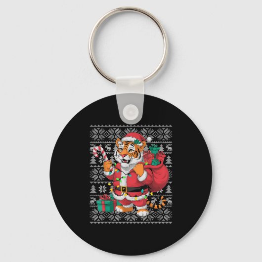 Porte-clés Tiger Xmas Sweater Style Ugly Santa Bengal Tiger C (Recto)