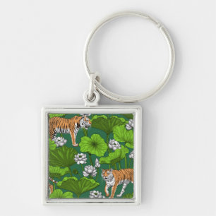 Porte-clés Tigers in the white lotus pond