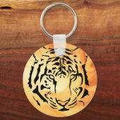 Porte-clés Tigre à rayures noires sur orange vif (Recto)