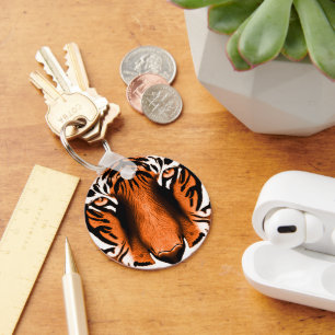 Porte-clés Tigre Artistique Tigre Tête Tête Mignonne Animal O