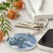 Porte-clés Tigre blanc bleu (Devant droit)