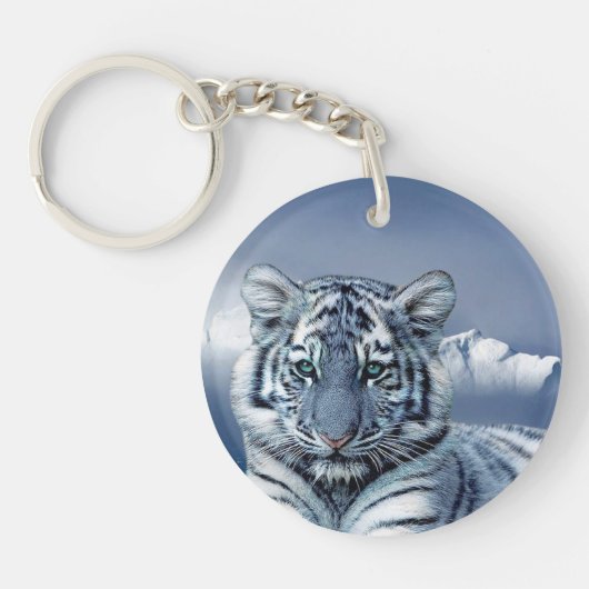 Porte-clés Tigre blanc bleu (Devant)