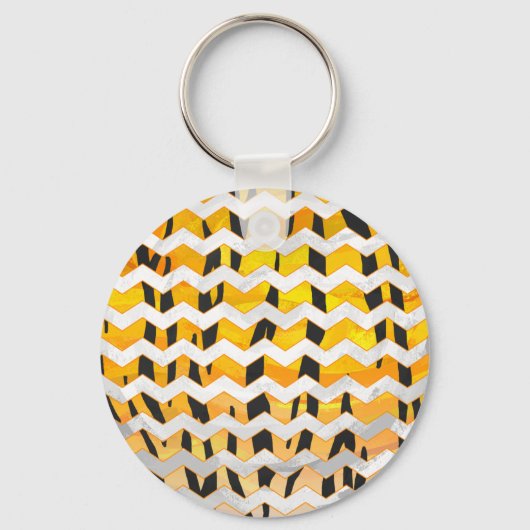 Porte-clés Tigre Chevron noir et orange (Recto)