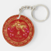 Porte-clés Tigre chinois Zodiac Rouge/Or ID542 (Dos)
