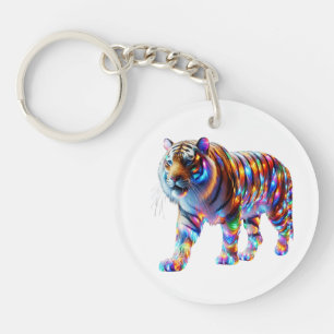 Porte-clés Tigre coloré - Art Verre Vibrant
