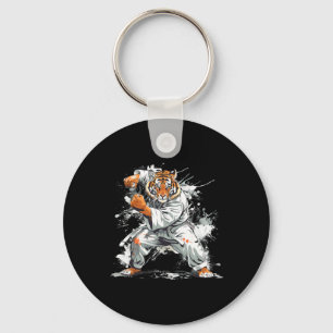 Porte-clés Tigre de kickboxing aquarelle arts martiaux karaté