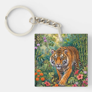 Porte-clés Tigre du Bengale Bambou Vibrant Jungle