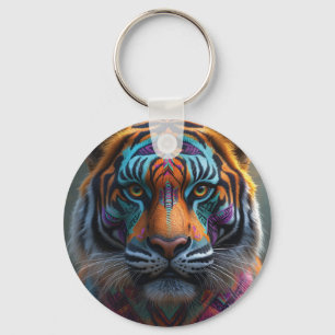 Porte-clés Tigre majestueux avec peinture faciale Tribale vib
