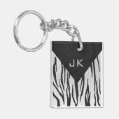 Porte-clés Tigre Monogramme noir et blanc (Devant gauche)