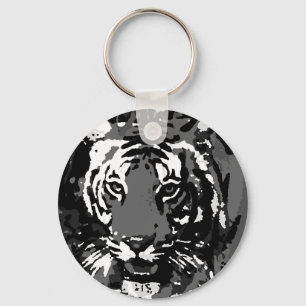 Porte-clés Tigre noir blanc Pop Art