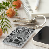 Porte-clés Tigre noir et blanc (Devant droit)