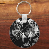 Porte-clés Tigre noir et blanc (Recto)