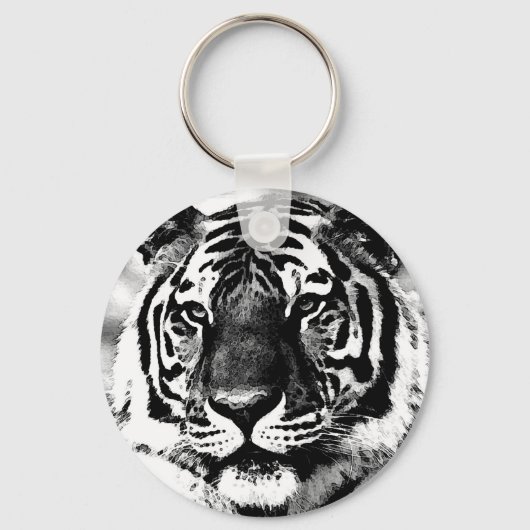 Porte-clés Tigre noir et blanc (Recto)