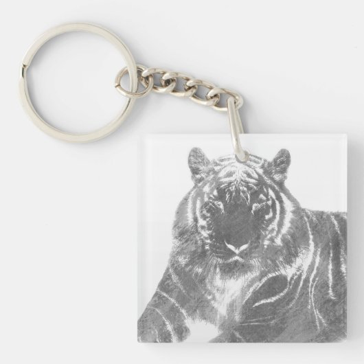 Porte-clés Tigre noir et blanc (Devant)
