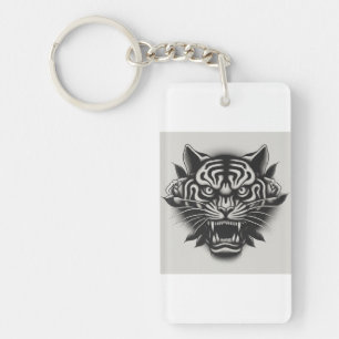 Porte-clés Tigre noir et blanc