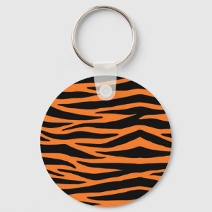 Porte-clés Tigre orange / Bague à touches zébrées