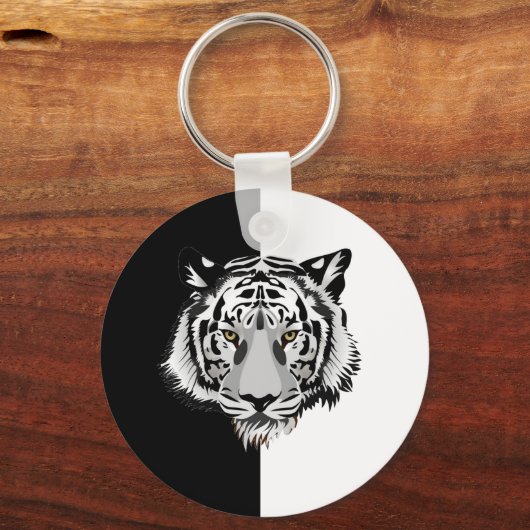 Porte-clés Tigre sur fond noir et blanc (Recto)