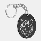 Porte-clés Tigre tribal noir et blanc (Devant gauche)