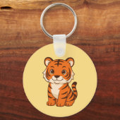 Porte-clés Tigreau mignon sur fond jaune (Recto)