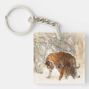 Porte-clés tigres sur neige