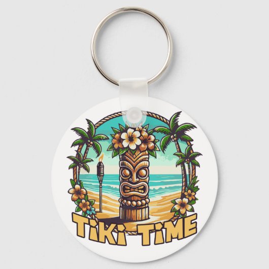 Porte-clés Tiki Time - L'île tropicale s'échappe (Recto)