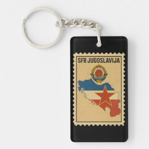 Porte-clés Timbre de carte vintage de la Yougoslavie socialis