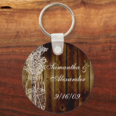 Porte-clés Timbre Mason Jar sur une planche en bois foncé (Recto)