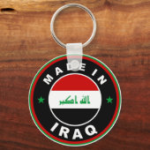 Porte-clés timbre rond étiquette du drapeau irak (Recto)