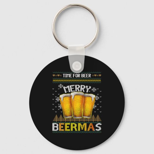 Porte-clés Time For Beer Merry Beermas Funny Christmas Beer L (Recto)