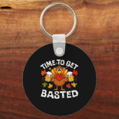 Porte-clés Time To Get Basted Funny Beer Thanksgiving Turkey (Recto)