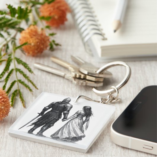 Porte-clés Timeless Medieval Romance Illustration (Devant Droit)