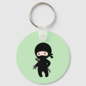 Porte-clés Tiny Ninja Holding Throwing Star sur Green (Recto)