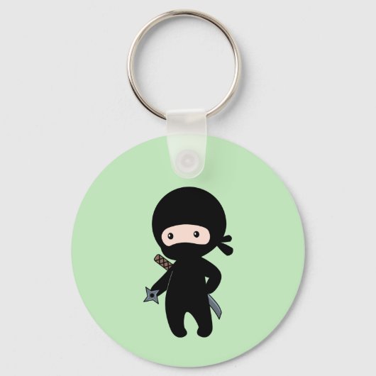 Porte-clés Tiny Ninja Holding Throwing Star sur Green (Recto)