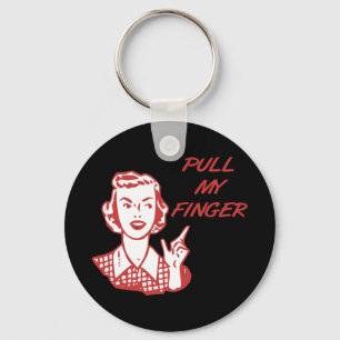 Porte-clés Tirer mon doigt Retro femme de ménage rouge