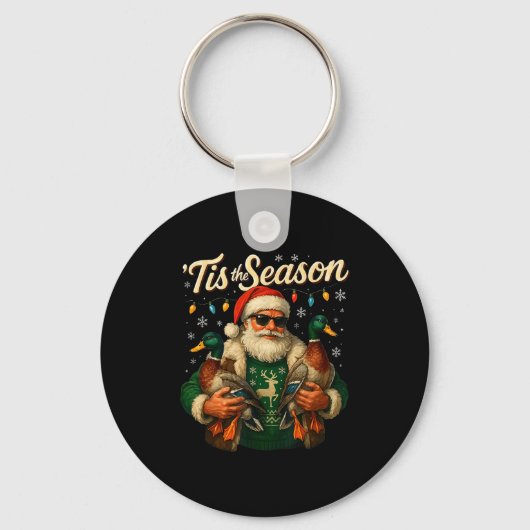 Porte-clés Tis The Season Cool Santa Duck Christmas Design  (Recto)