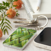 Porte-clés Tissu de bambou vert frais (Devant droit)