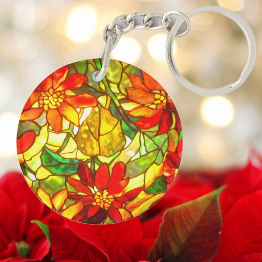Porte-clés Tissu en verre tendu poinsettia