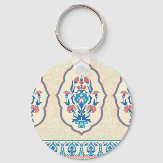 Porte-clés Tissu floral ethnique : Élégance transparente (Recto)