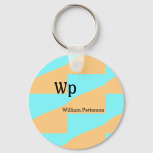 Porte-clés Titre de lettre de monogramme vert bleu pastel