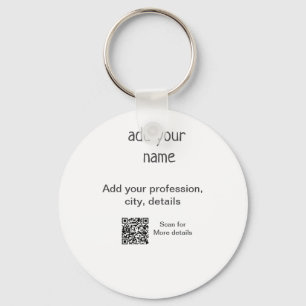 Porte-clés Titre QR simple minimal ajoutez votre texte nom