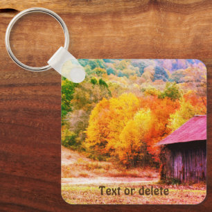 Porte-clés Tobacco Barn In Autumn Vintage Personalized