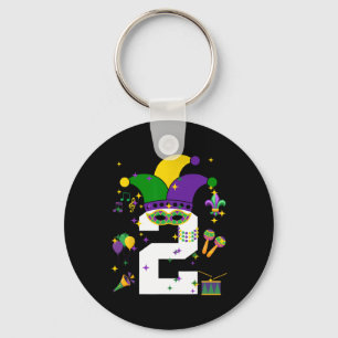 Porte-clés Toddler 2e anniversaire Mardi Gras thème 2 ans