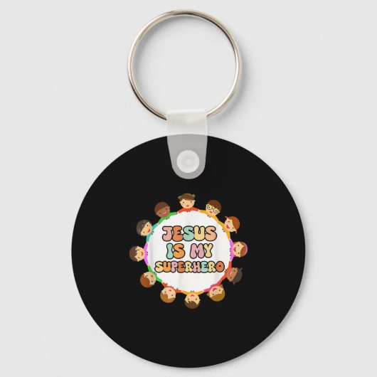 Porte-clés Toddler Girls Jesus Is My Superhero Christian Sist (Recto)