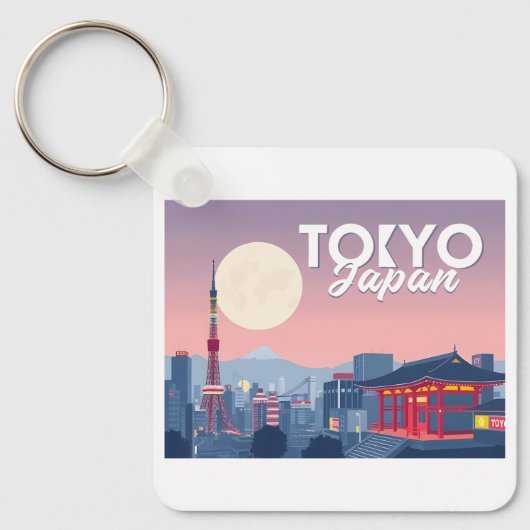Porte-clés Tokyo Japan Pastel Voyage Design (Recto)
