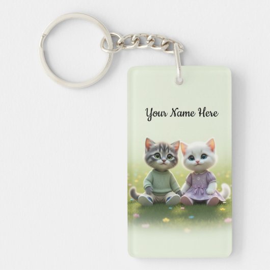 Porte-clés Tom & Luna Personalized Keychain, Custom Name Cat (Devant)